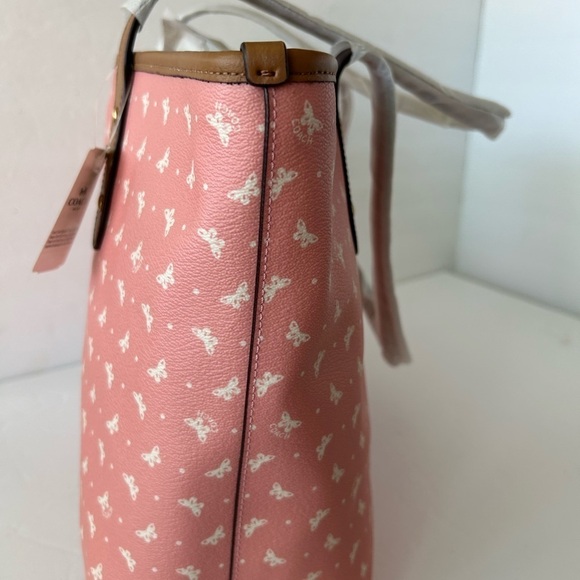 Coach NWT Large Pink Butterfly Print Tote - Picture 4 of 14
